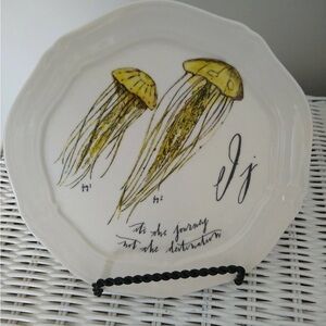 LINEA CARTA ANTHROPOLOGIE Alphabet plate Jj it's the journey not...NWT-